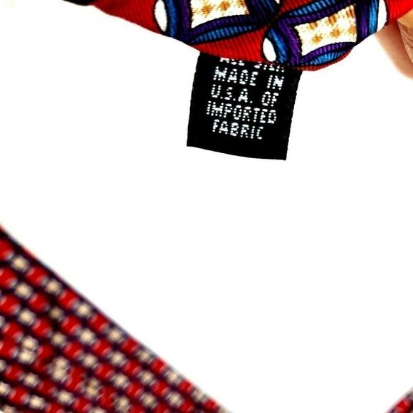 Christian Dior Monsieur Silk Tie Print Short Wide Red Geometric - Picture 4 of 6